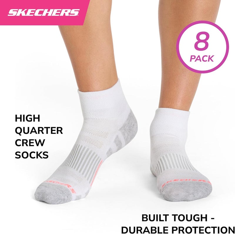 SKECHERS جوارب نسائية عالية الربع من مجموعة العمل 8 قطع، مع وسادة إضافية وتهوية شبكية - Image 2